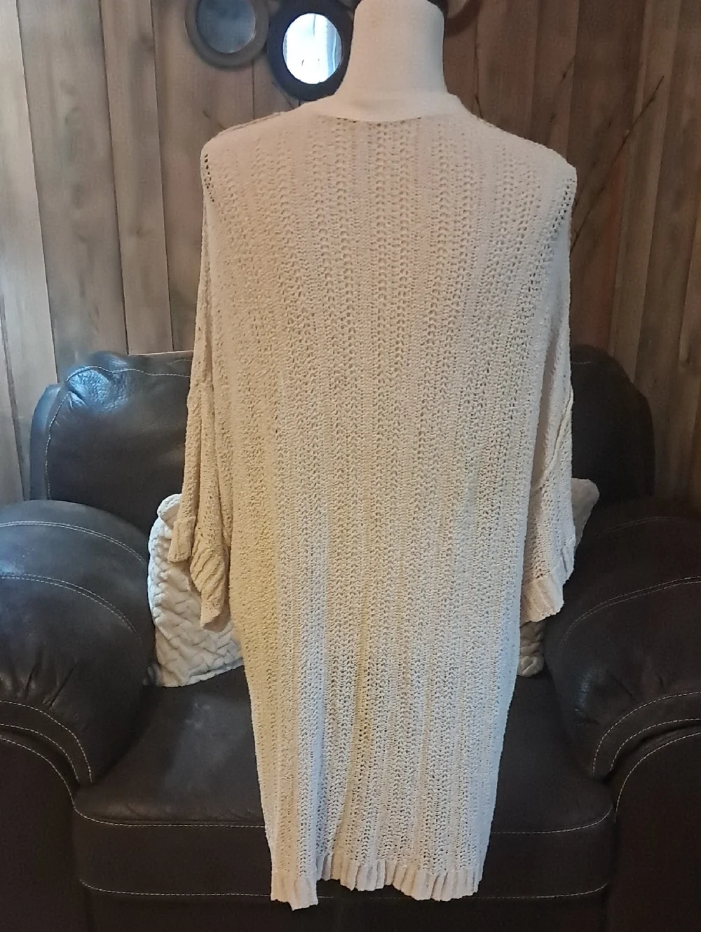 Free People Oversized Beach House Brunch Open Knit Tie Front Cardigan Sweater